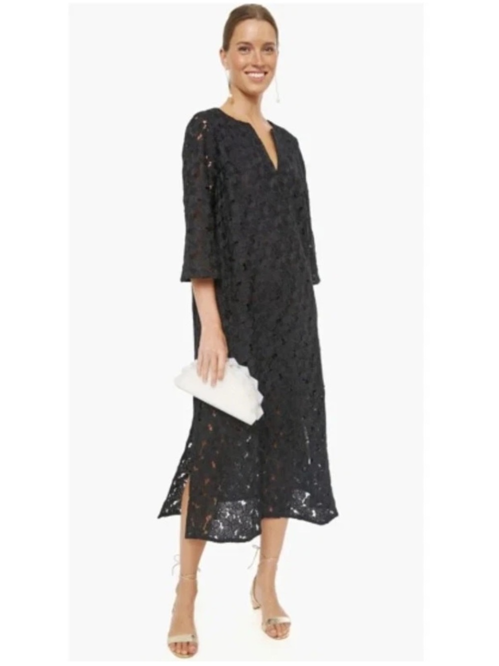 Tuckernuck Black Floral Lace Midi Dress